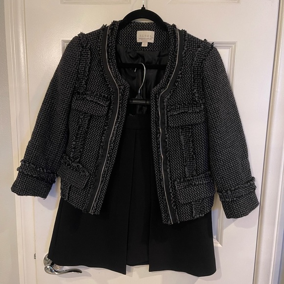 Hinge Size S , Black / Grey raw edge high low blazer - Picture 7 of 13